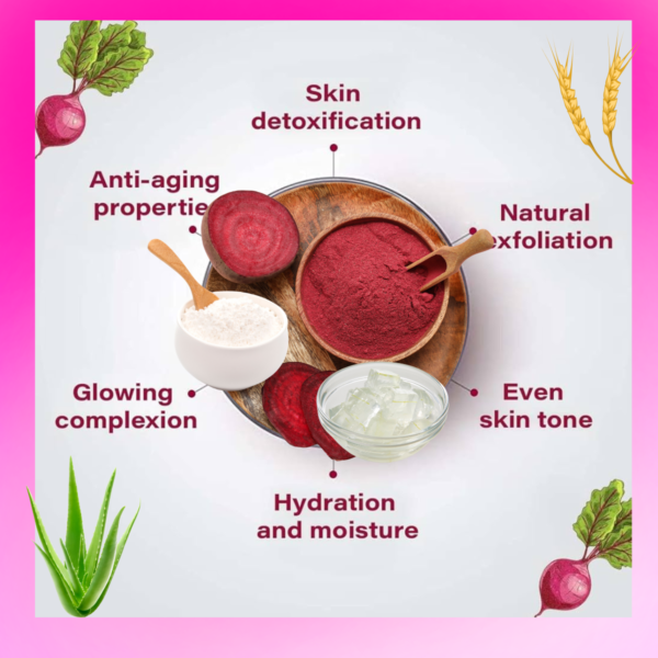 Natural Skin Brightening Face Pack | With Beetroot, Rice & Aloe Vera - Image 4