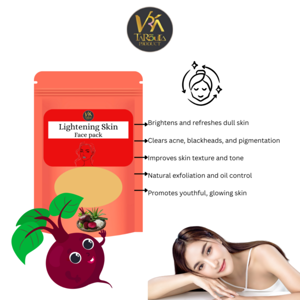 Natural Skin Brightening Face Pack | With Beetroot, Rice & Aloe Vera - Image 2